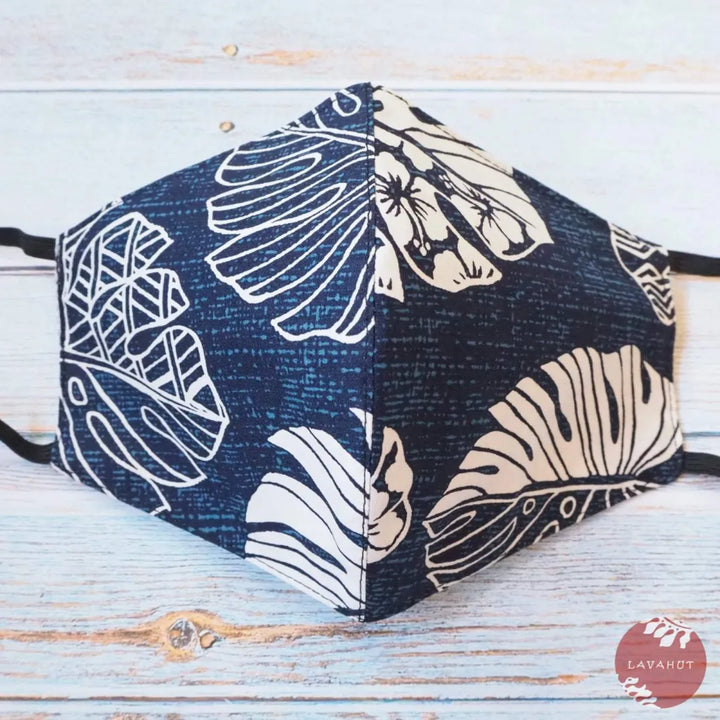 Hawaiian Face Mask • Navy Blue Waimea - Made in Hawaii