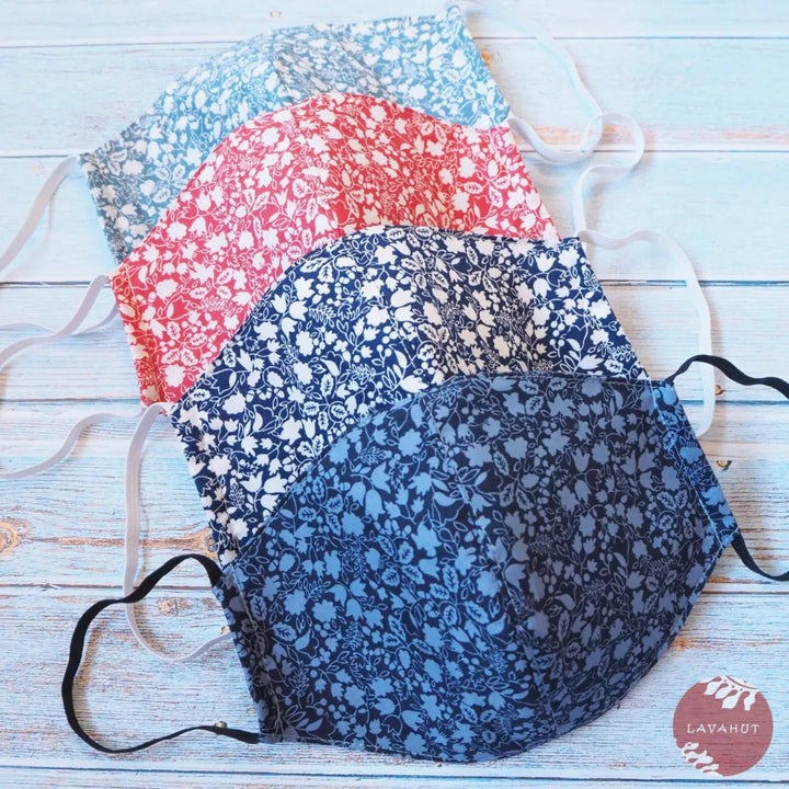 Hawaiian Face Mask • Navy Garden - Made in Hawaii