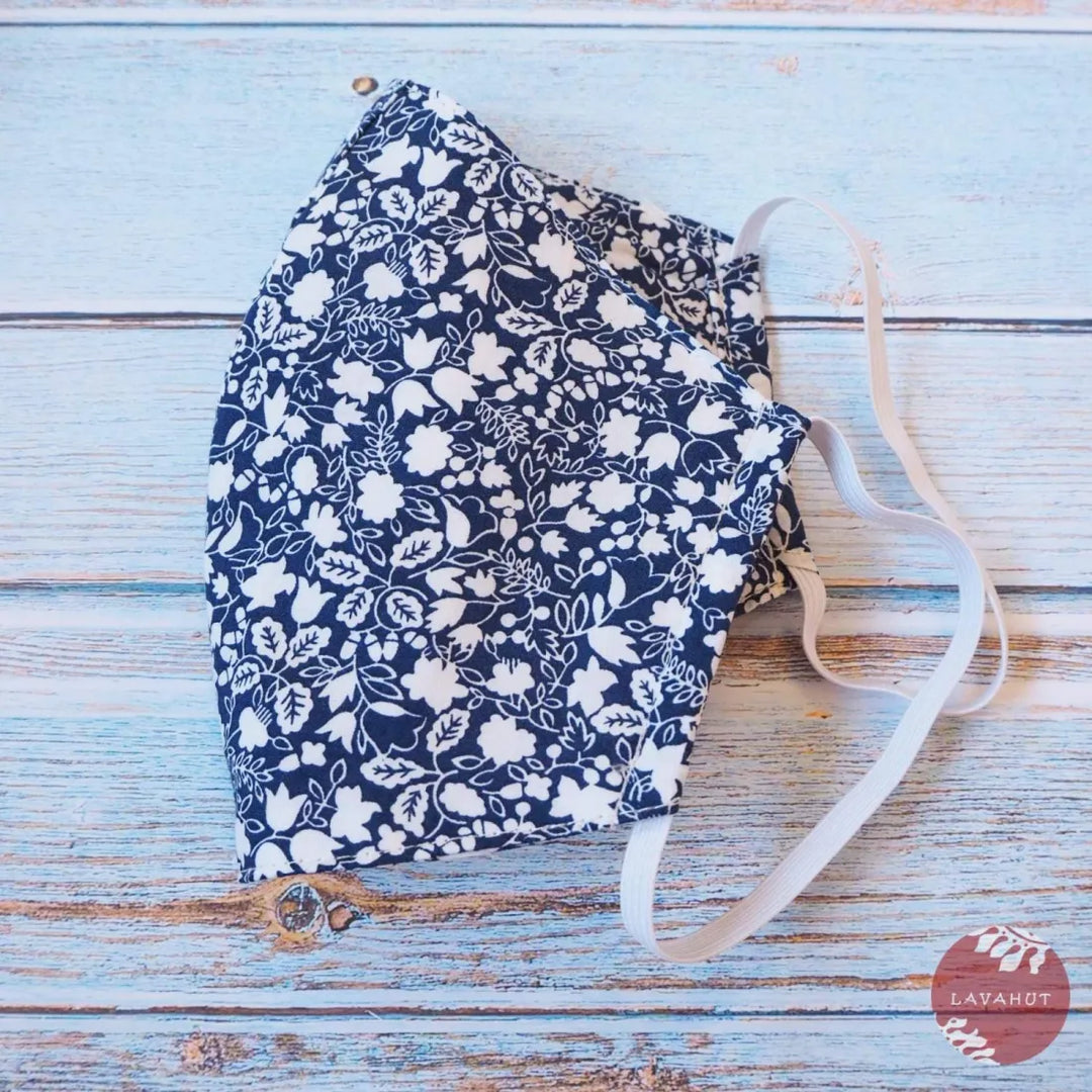 Hawaiian Face Mask • Navy Garden - Made in Hawaii