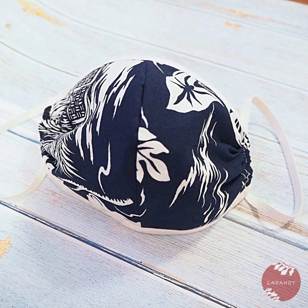 Hawaiian Face Mask ?? Navy Island + Trim - Made in Hawaii