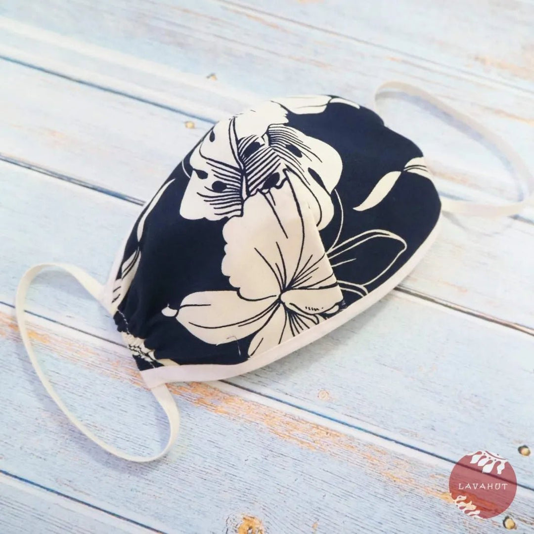 Hawaiian Face Mask • Navy Orchid + Trim – Authentic Hawaiian Face Mask by Lavahut