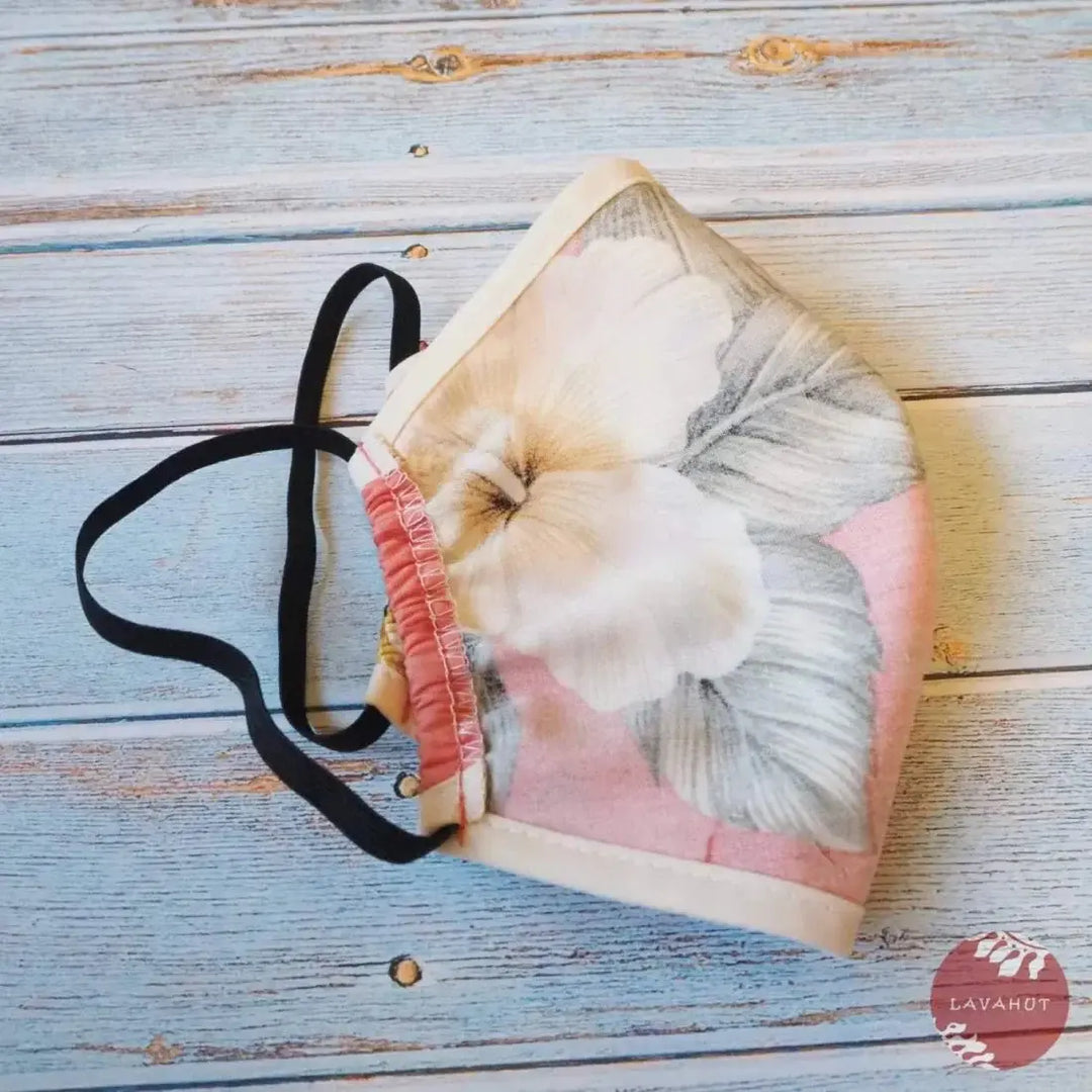 Hawaiian Face Mask • Pink Hibiscus Joy + Trim - Made in Hawaii