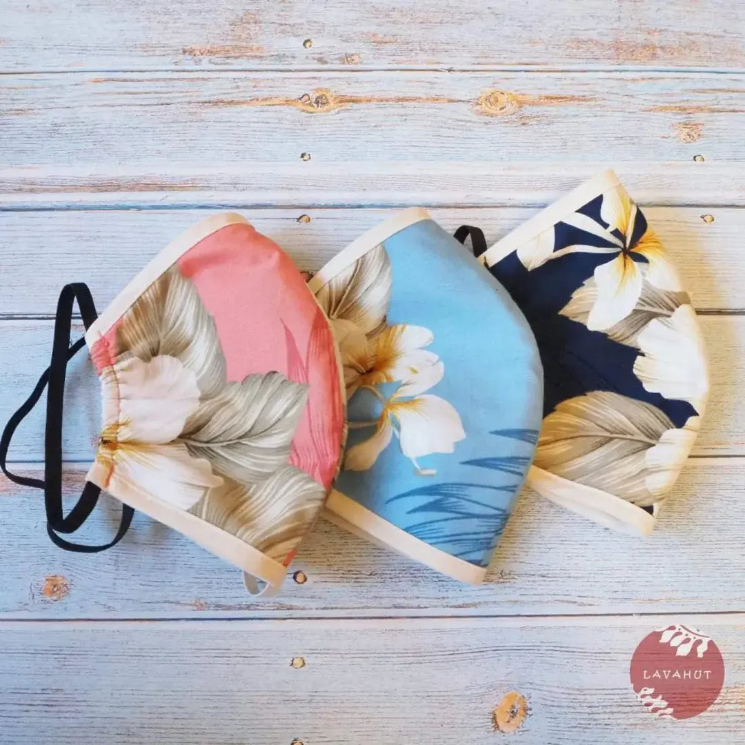 Hawaiian Face Mask • Pink Hibiscus Joy + Trim - Made in Hawaii