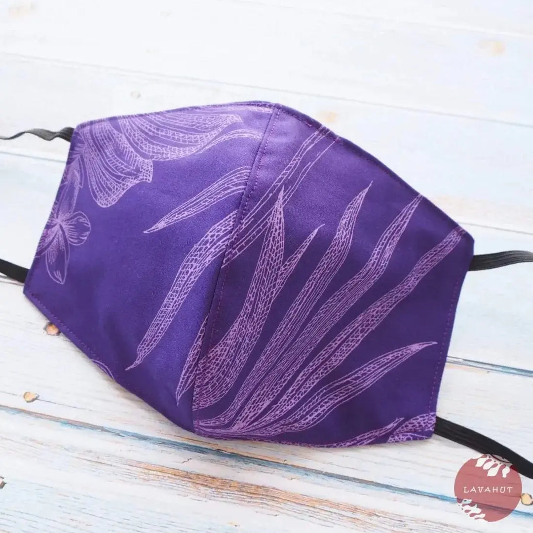 Hawaiian Face Mask • Purple Monstera Cereus - Made in Hawaii