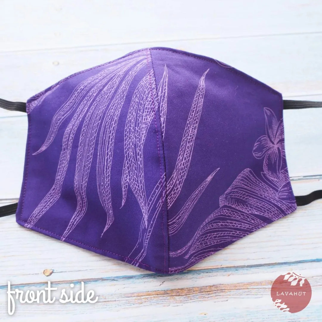 Hawaiian Face Mask ?? Purple Monstera Cereus - Made in Hawaii