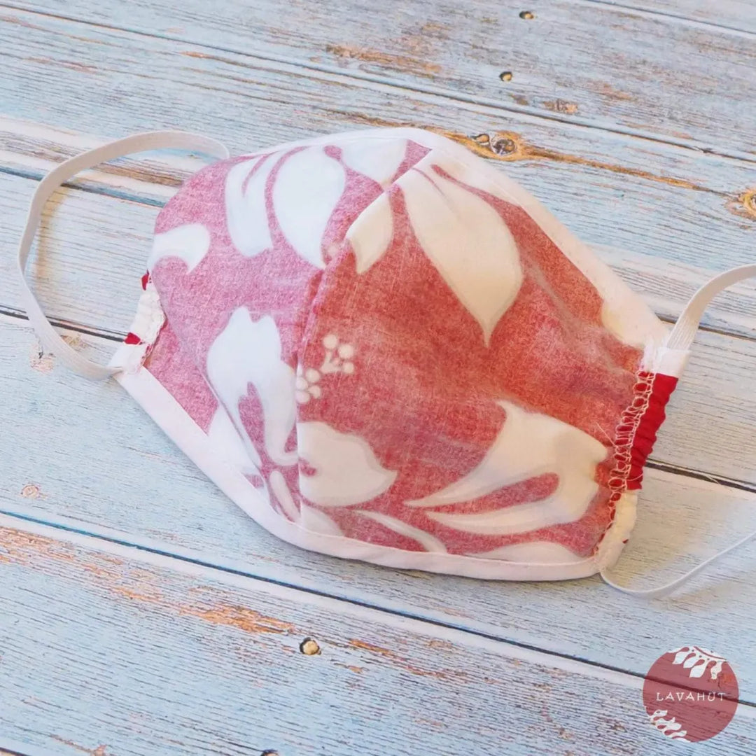 Hawaiian Face Mask ?? Red Hang Loose + Trim - Made in Hawaii