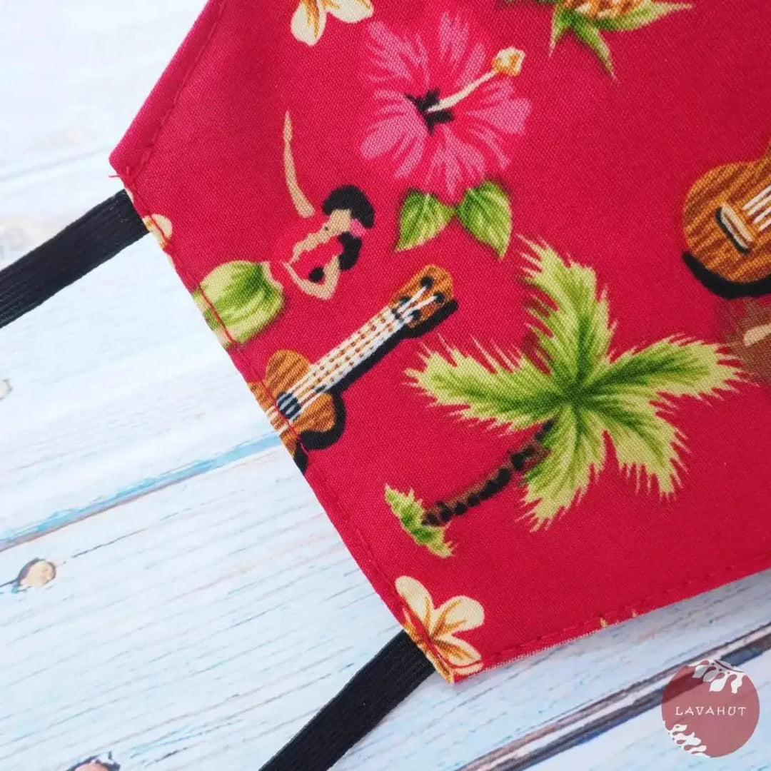 Hawaiian Face Mask • Red Hula Girl - Made in Hawaii