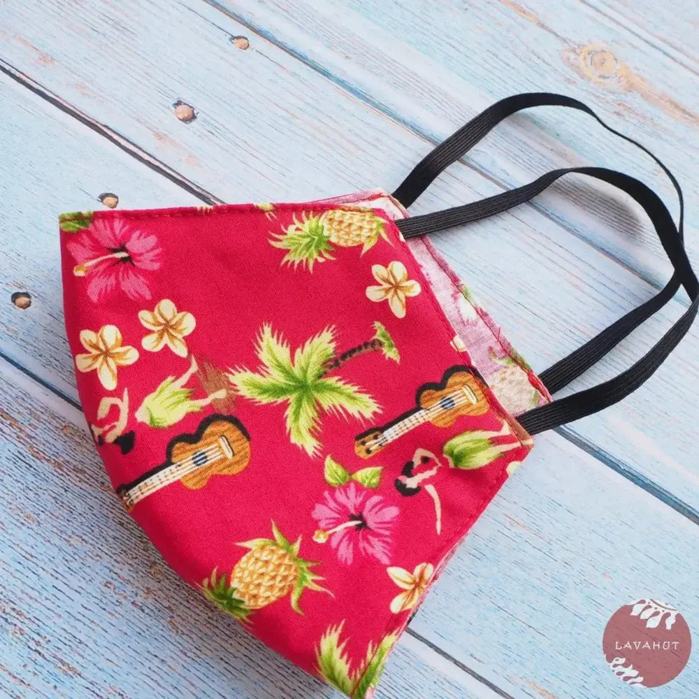 Hawaiian Face Mask • Red Hula Girl - Made in Hawaii