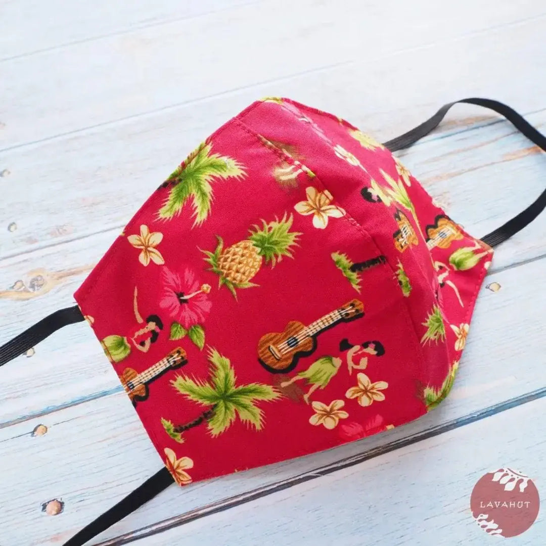 Hawaiian Face Mask • Red Hula Girl - Made in Hawaii