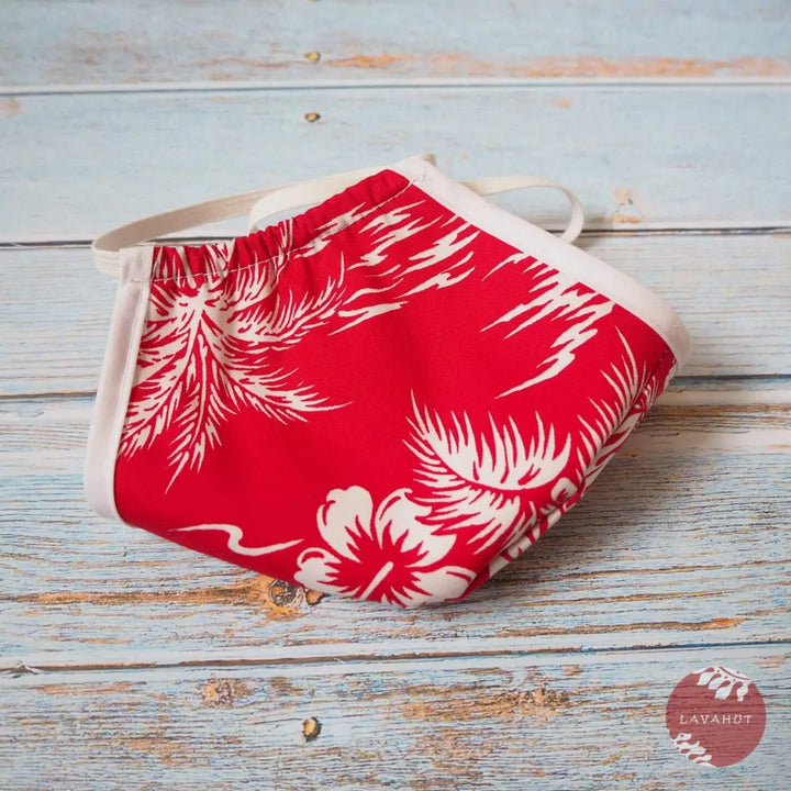 Hawaiian Face Mask ?? Red Island + Trim - Made in Hawaii