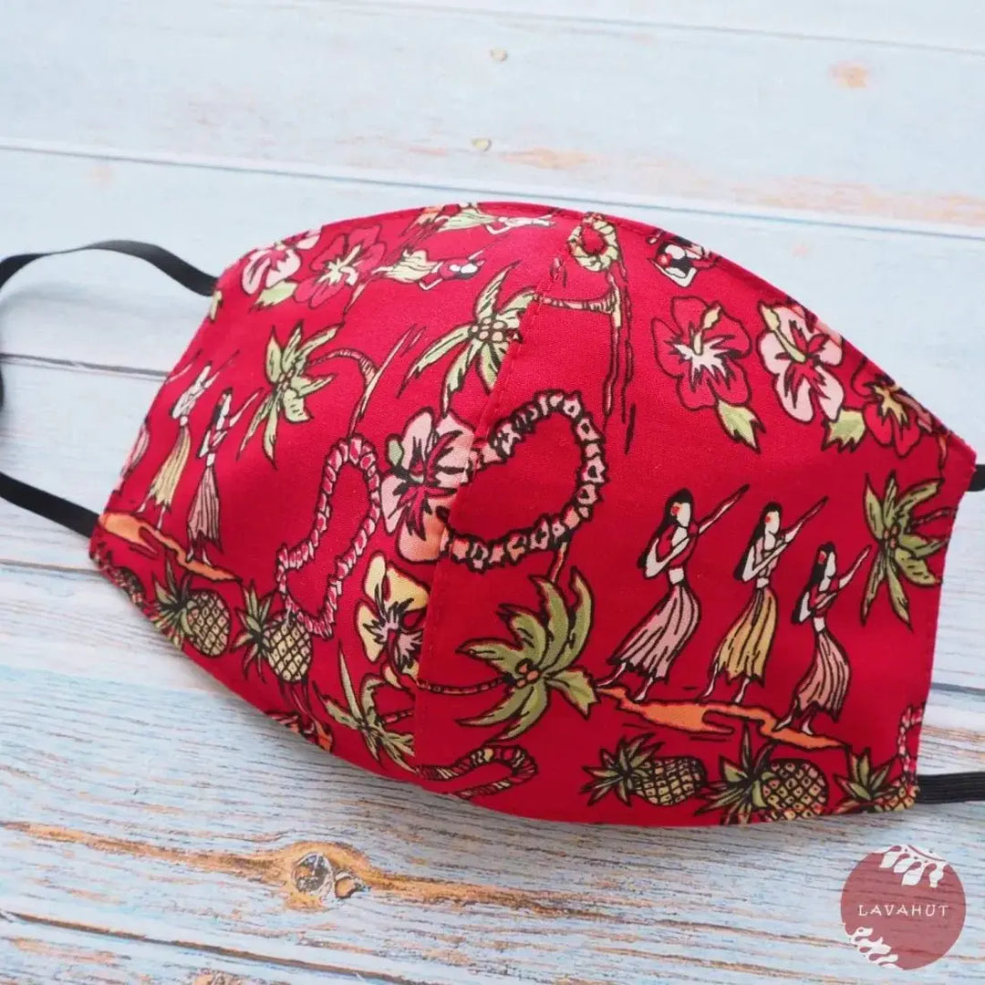 Hawaiian Face Mask • Red Luau - Made in Hawaii