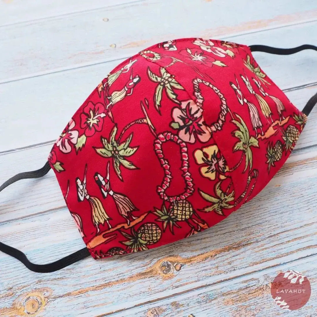 Hawaiian Face Mask • Red Luau - Made in Hawaii