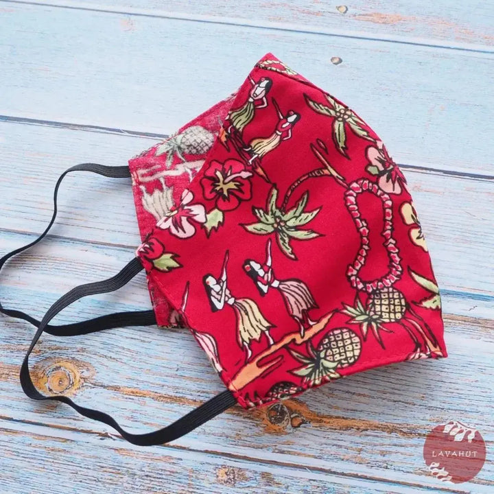 Hawaiian Face Mask • Red Luau - Made in Hawaii