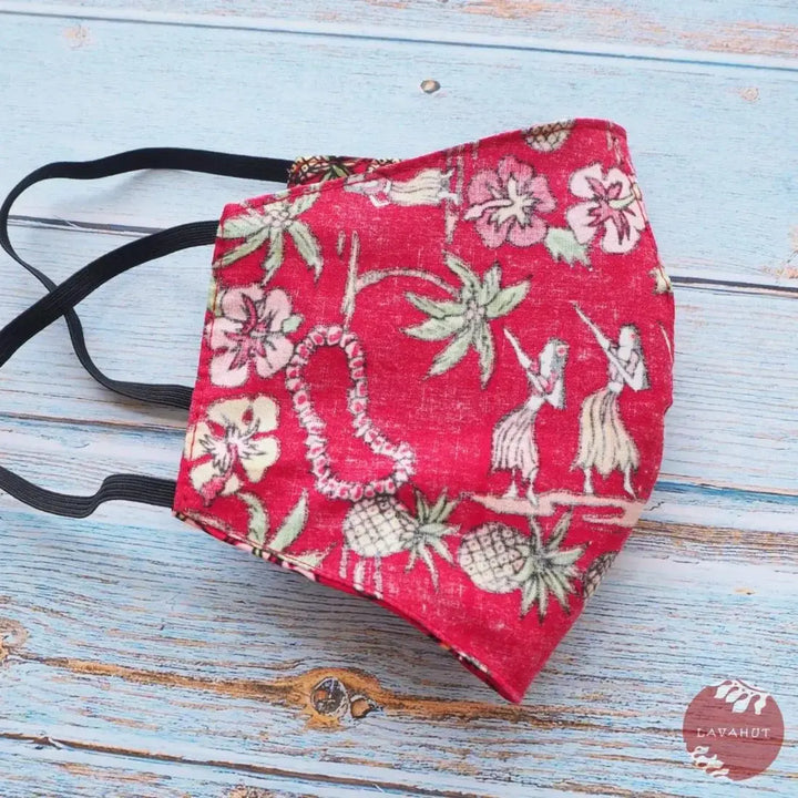Hawaiian Face Mask • Red Luau - Made in Hawaii