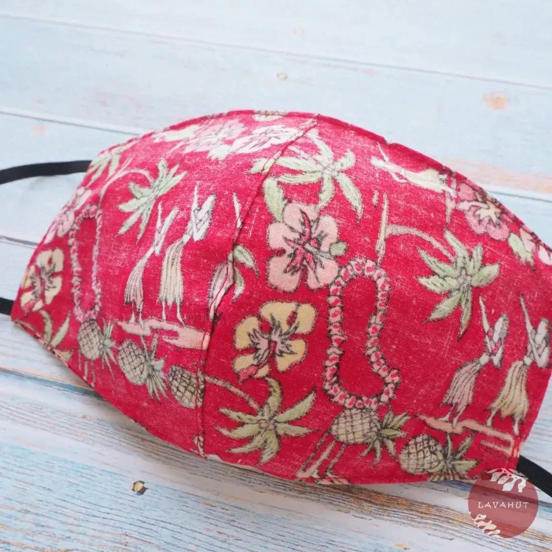 Hawaiian Face Mask • Red Luau - Made in Hawaii