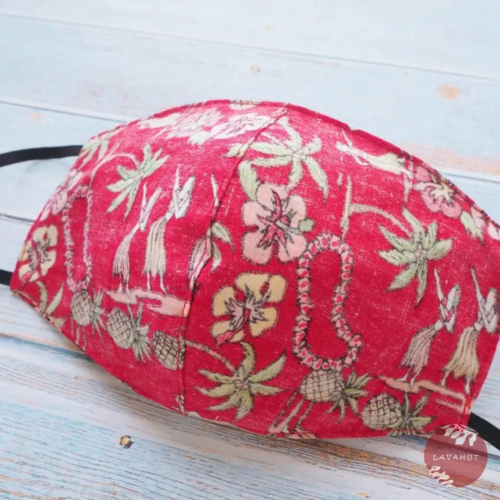 Hawaiian Face Mask • Red Luau - Made in Hawaii