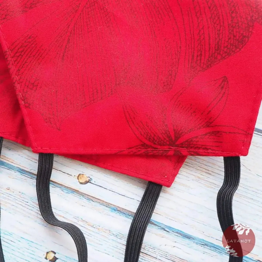 Hawaiian Face Mask • Red Monstera Cereus - Made in Hawaii