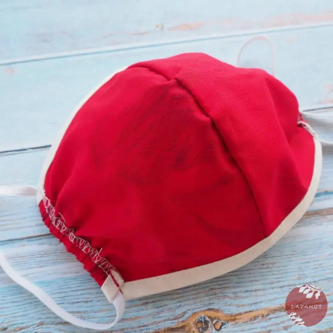 Hawaiian Face Mask • Red Monstera Cereus + Trim - Made in Hawaii