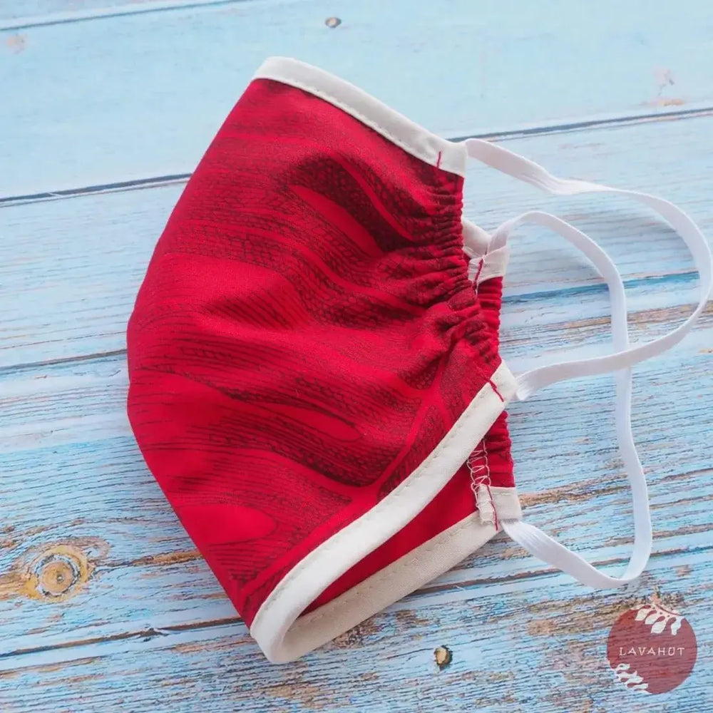 Hawaiian Face Mask • Red Monstera Cereus + Trim - Made in Hawaii