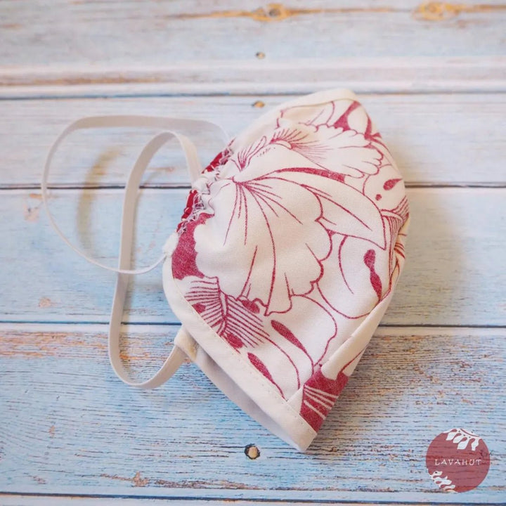 Hawaiian Face Mask • Red Orchid + Trim – Authentic Hawaiian Face Mask by Lavahut