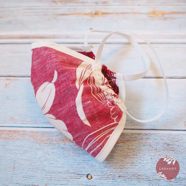 Hawaiian Face Mask • Red Orchid + Trim - Made in Hawaii