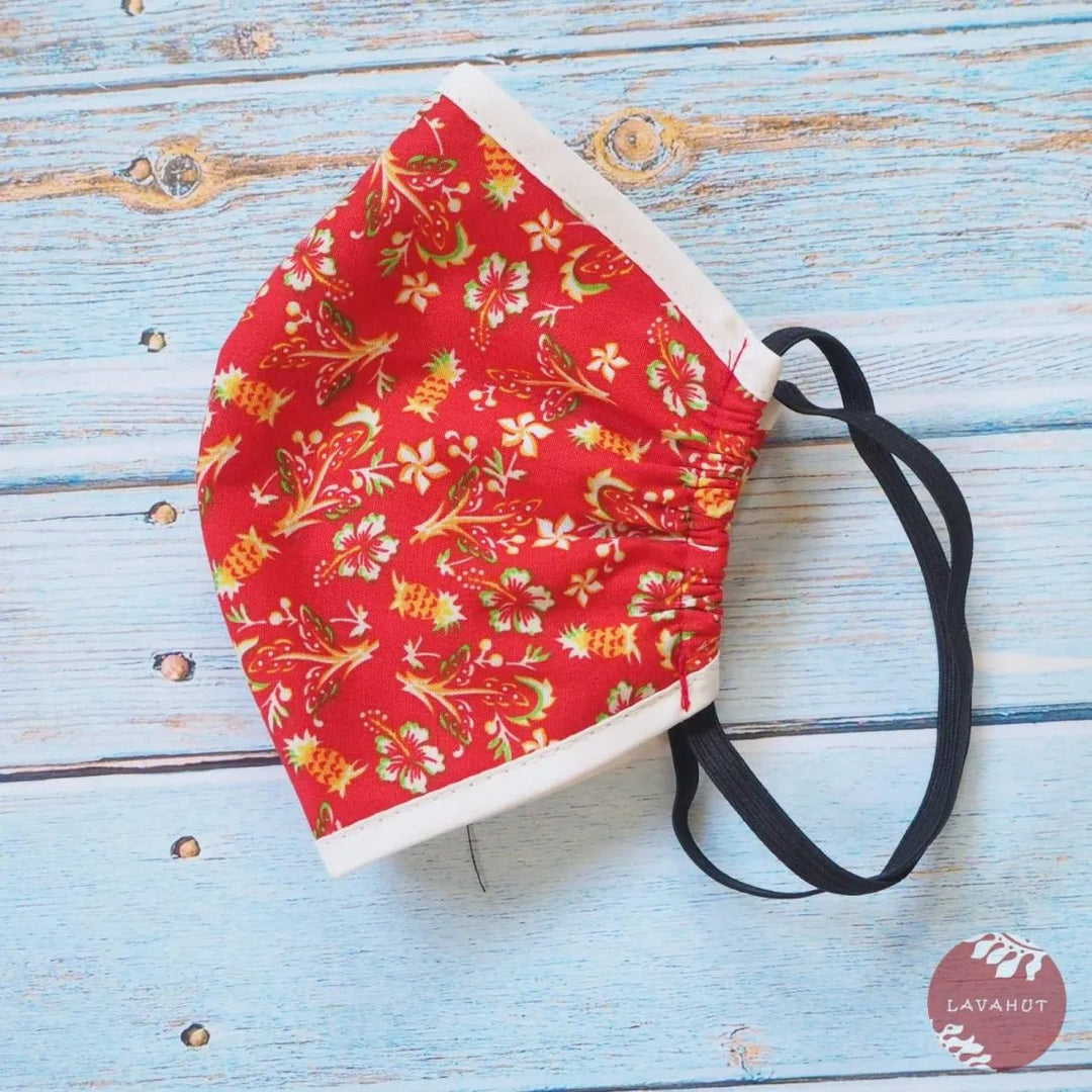 Hawaiian Face Mask • Red Waikiki + Trim – Authentic Hawaiian Face Mask by Lavahut