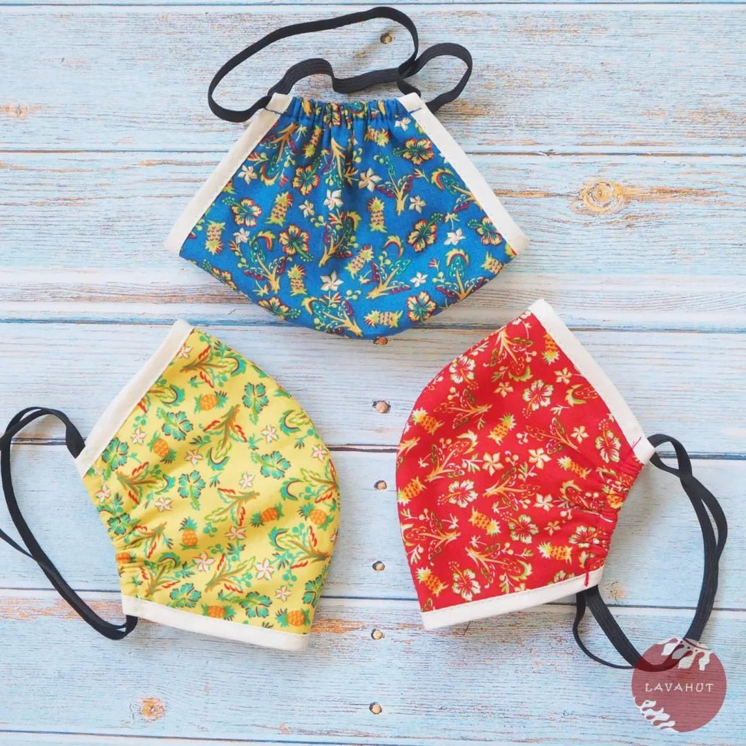 Hawaiian Face Mask • Red Waikiki + Trim – Authentic Hawaiian Face Mask by Lavahut