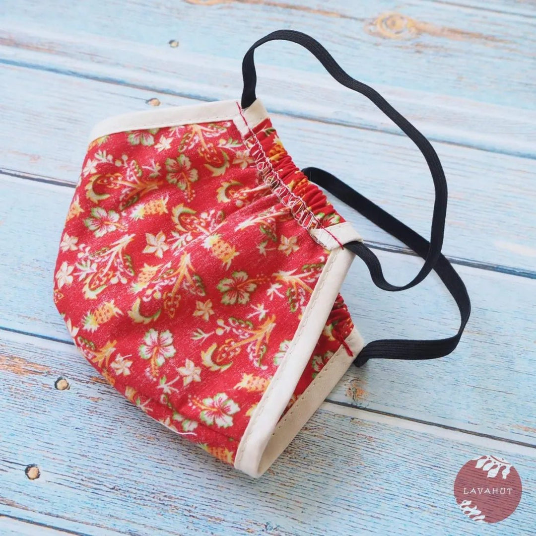 Hawaiian Face Mask • Red Waikiki + Trim – Authentic Hawaiian Face Mask by Lavahut