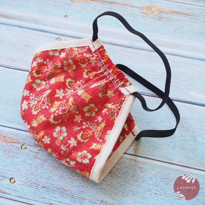 Hawaiian Face Mask • Red Waikiki + Trim – Authentic Hawaiian Face Mask by Lavahut