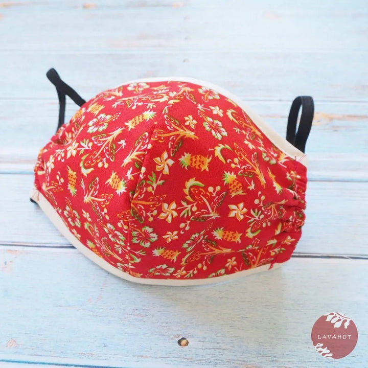 Hawaiian Face Mask • Red Waikiki + Trim – Authentic Hawaiian Face Mask by Lavahut