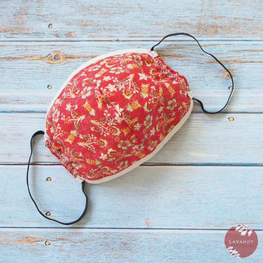 Hawaiian Face Mask • Red Waikiki + Trim – Authentic Hawaiian Face Mask by Lavahut