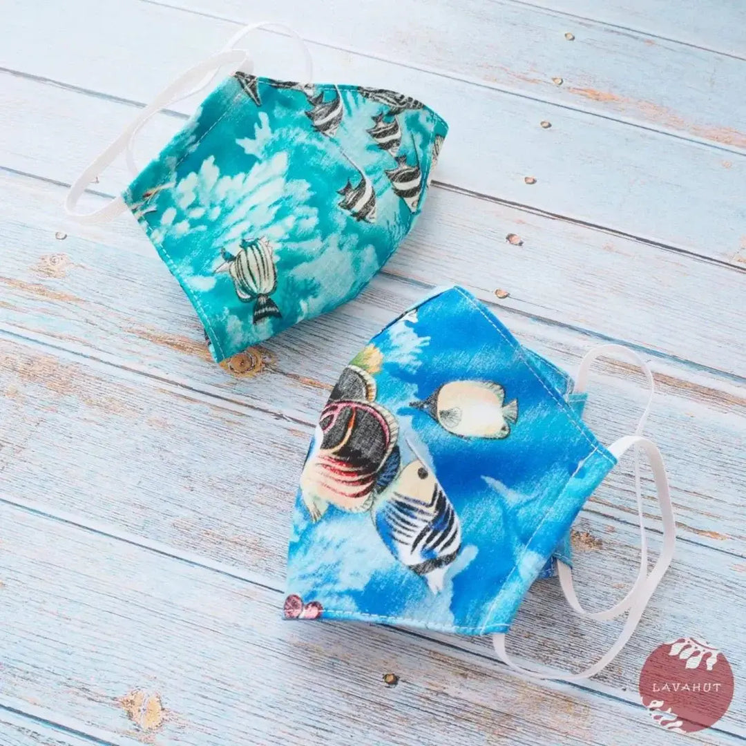 Hawaiian Face Mask • Teal Coral Reef - Made in Hawaii