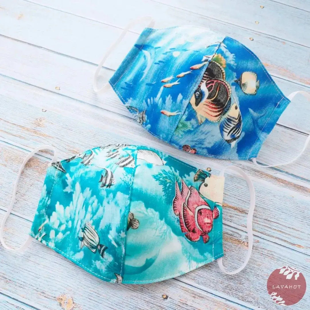 Hawaiian Face Mask • Teal Coral Reef - Made in Hawaii