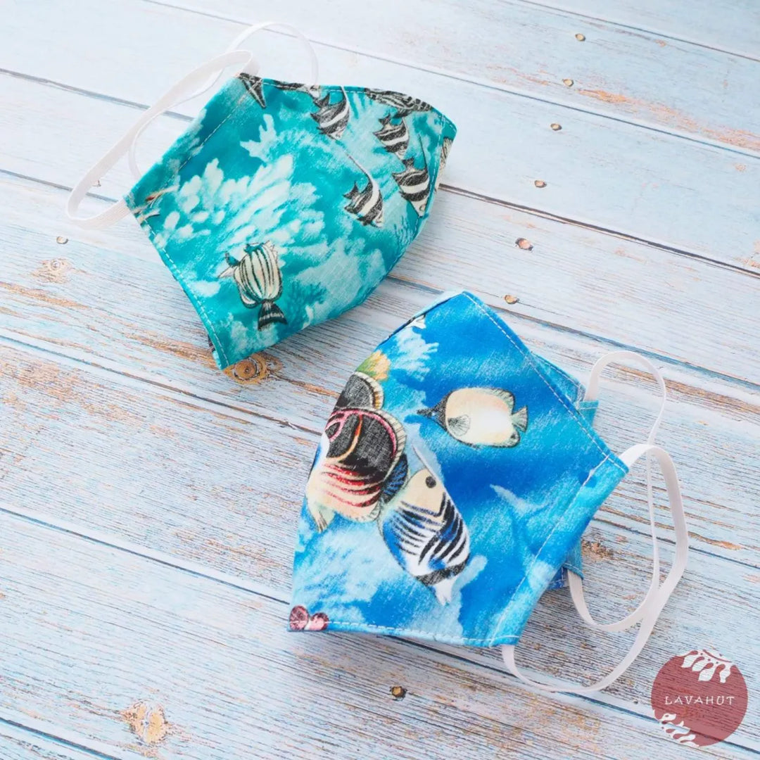 Hawaiian Face Mask ?? Teal Coral Reef - Made in Hawaii