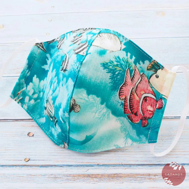 Hawaiian Face Mask ?? Teal Coral Reef - Made in Hawaii