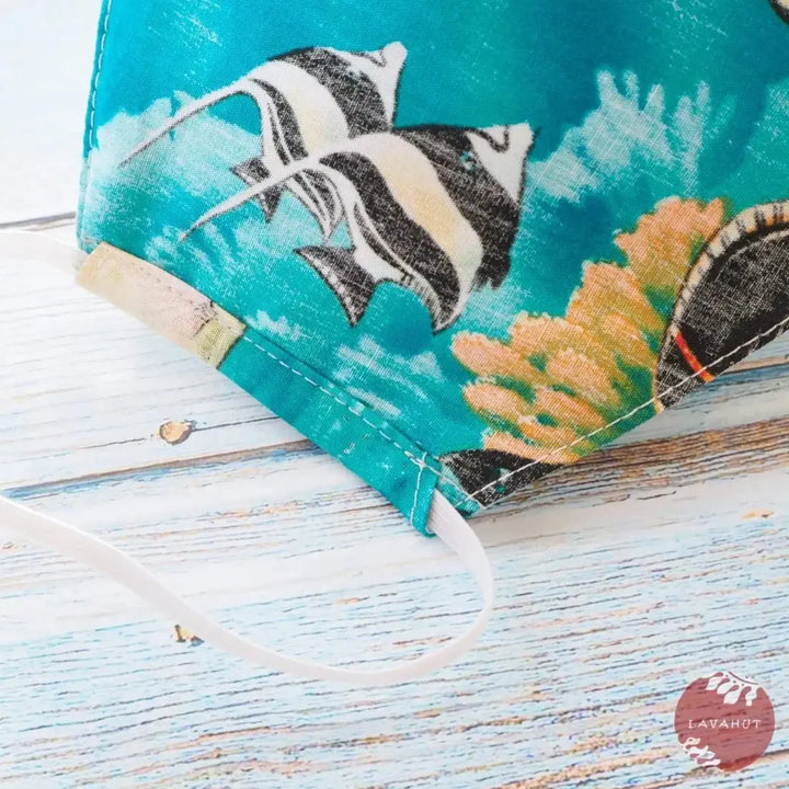 Hawaiian Face Mask • Teal Coral Reef - Made in Hawaii