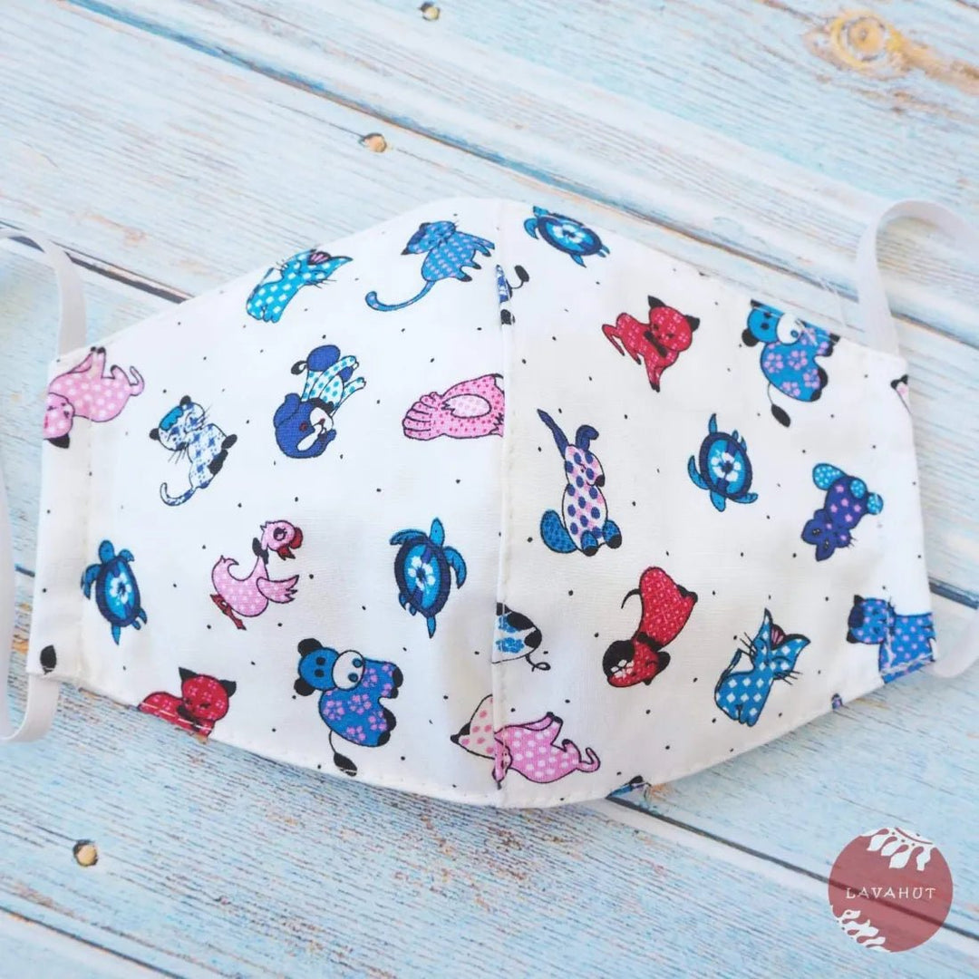 Hawaiian Face Mask • White Animal Fun – Authentic Hawaiian Face Mask by Lavahut