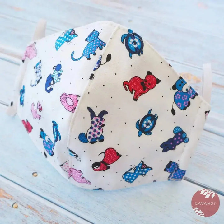 Hawaiian Face Mask • White Animal Fun - Made in Hawaii