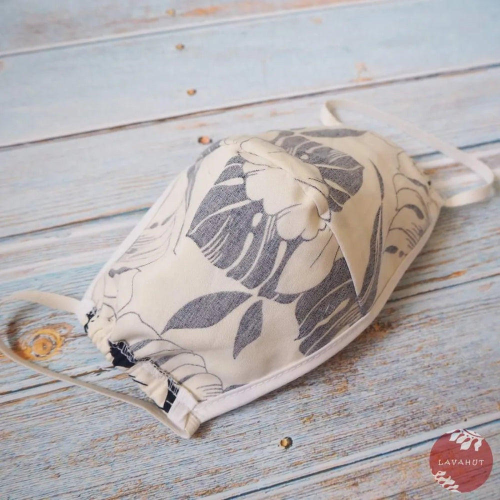 Hawaiian Face Mask • White Orchid + Trim – Authentic Hawaiian Face Mask by Lavahut