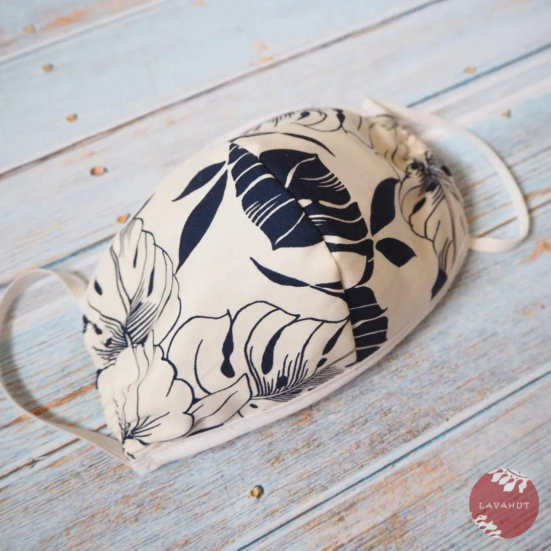 Hawaiian Face Mask • White Orchid + Trim – Authentic Hawaiian Face Mask by Lavahut