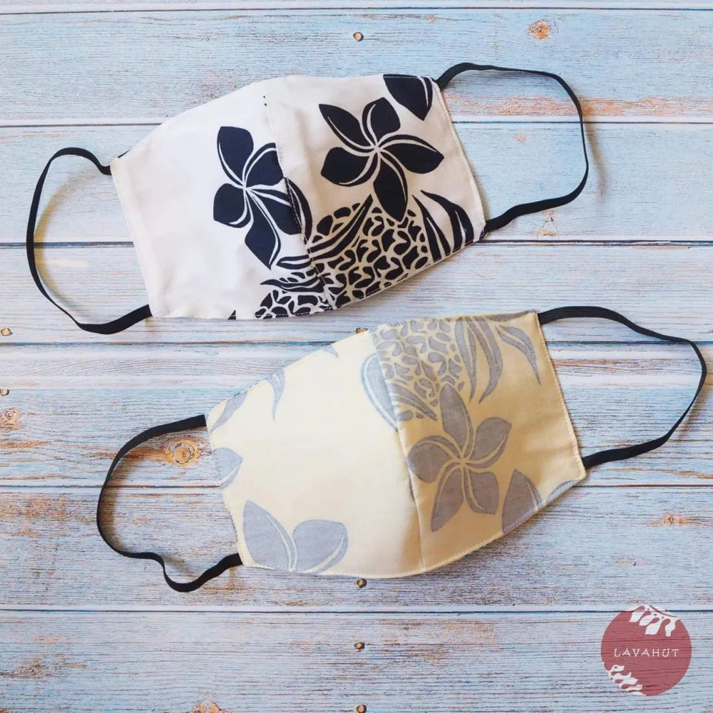 Hawaiian Face Mask • White Ukulele / Pineapple – Authentic Hawaiian Face Mask by Lavahut