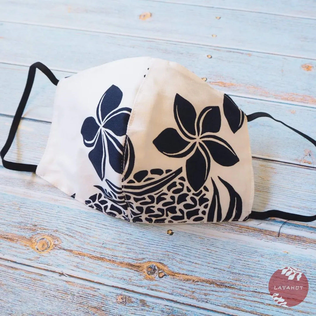 Hawaiian Face Mask ?? White Ukulele / Pineapple - Made in Hawaii