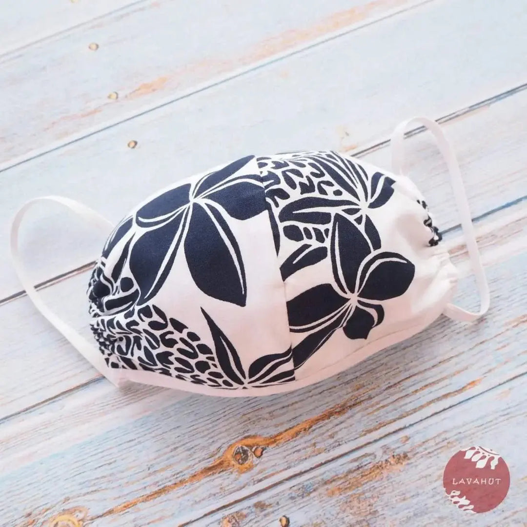 Hawaiian Face Mask • White Ukulele / Pineapple + Trim - Made in Hawaii