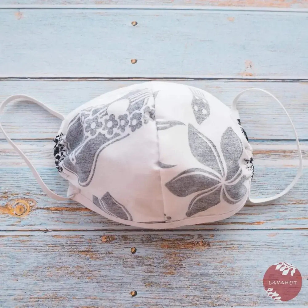 Hawaiian Face Mask • White Ukulele / Pineapple + Trim - Made in Hawaii