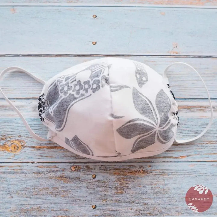 Hawaiian Face Mask • White Ukulele / Pineapple + Trim - Made in Hawaii