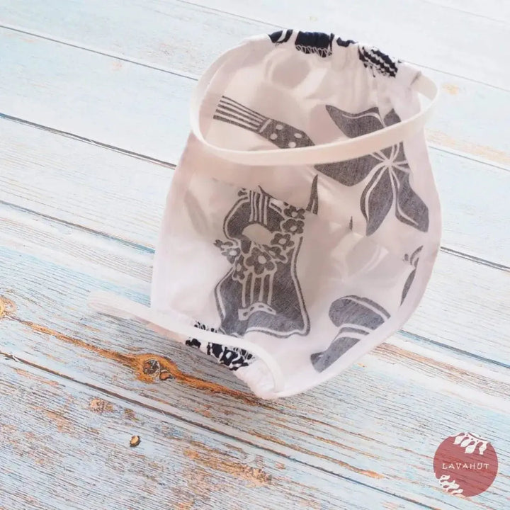 Hawaiian Face Mask • White Ukulele / Pineapple + Trim - Made in Hawaii
