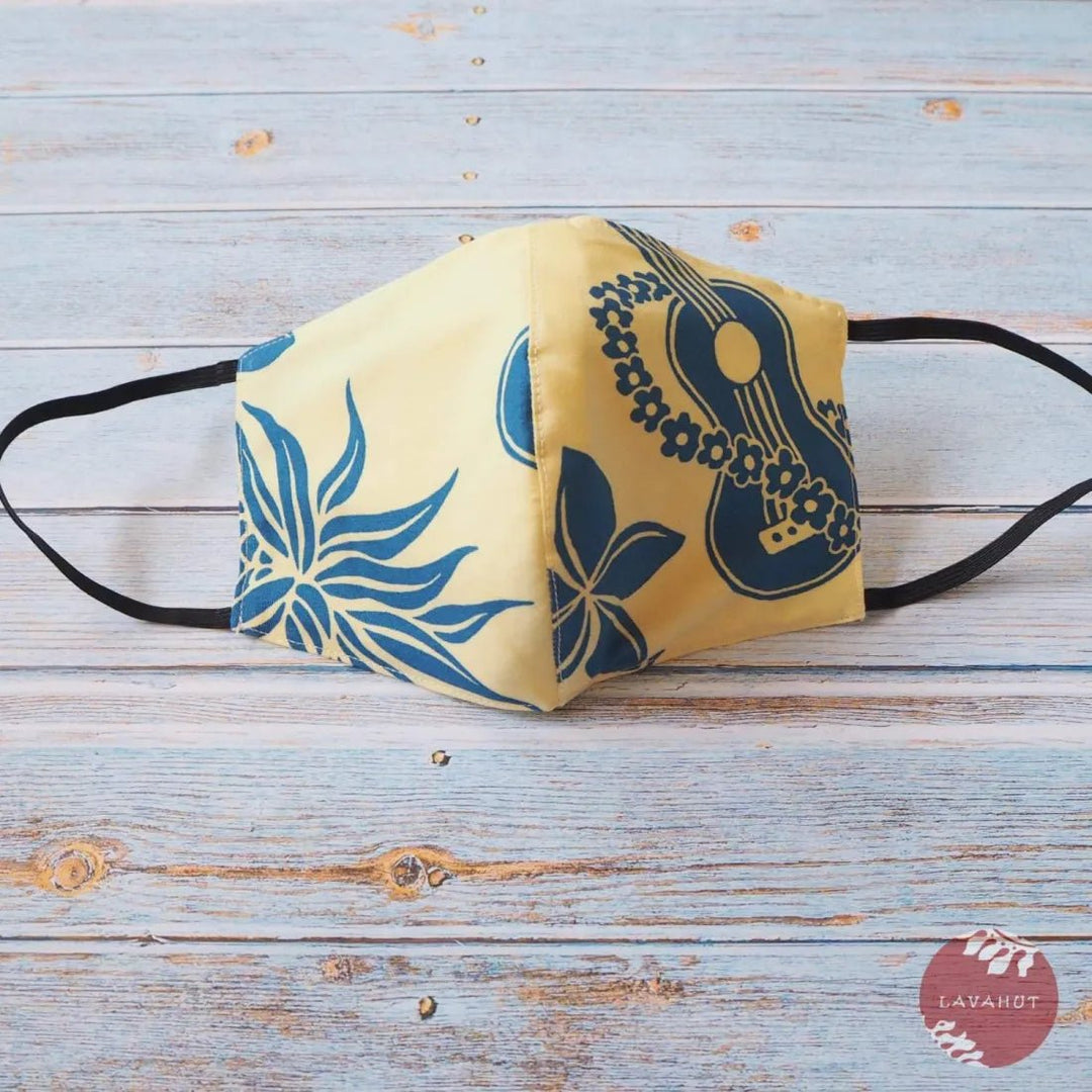 Hawaiian Face Mask • Yellow Ukulele / Pineapple – Authentic Hawaiian Face Mask by Lavahut