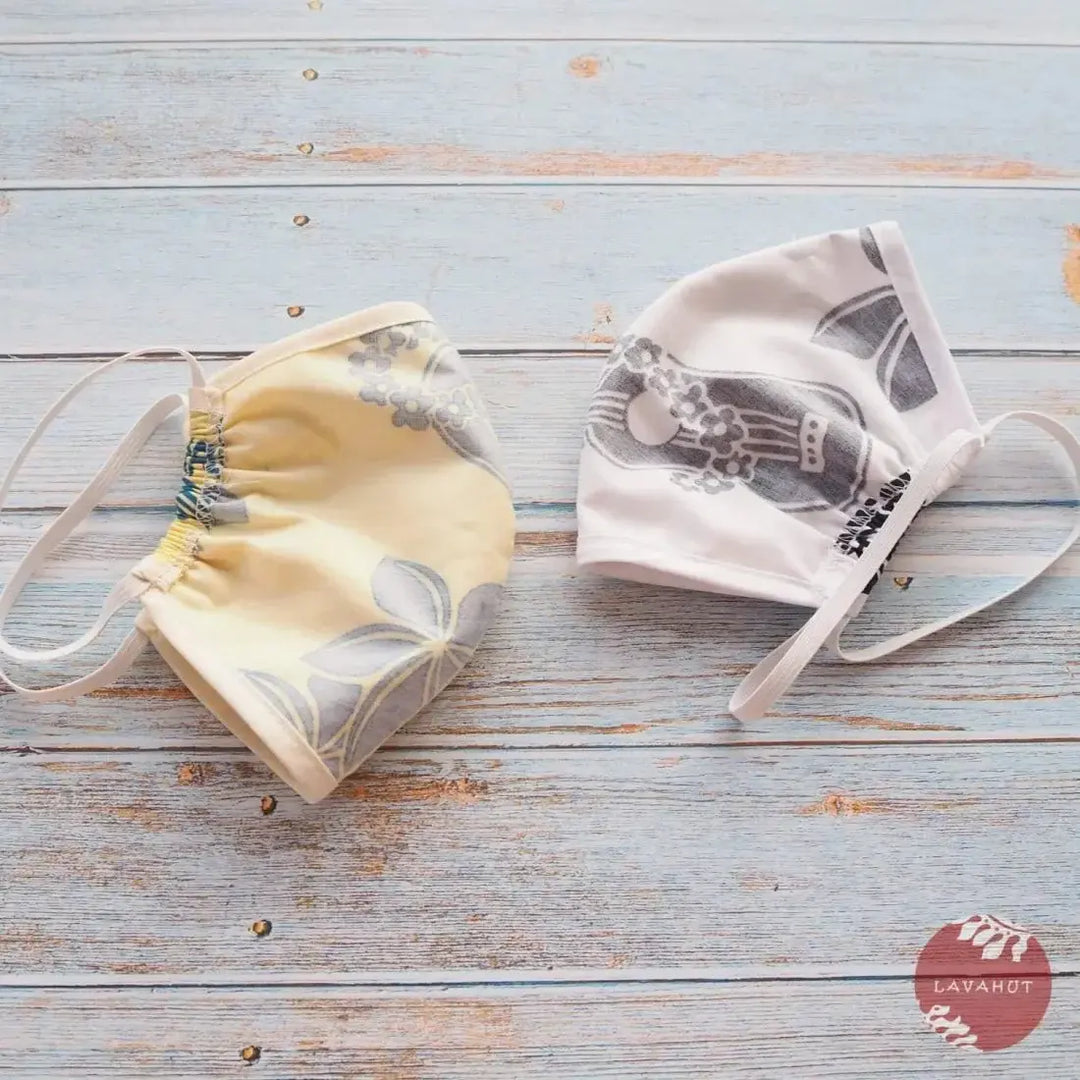 Hawaiian Face Mask • Yellow Ukulele / Pineapple + Trim - Made in Hawaii