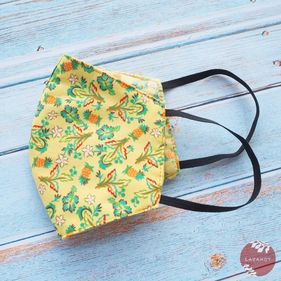 Hawaiian Face Mask • Yellow Waikiki - Made in Hawaii