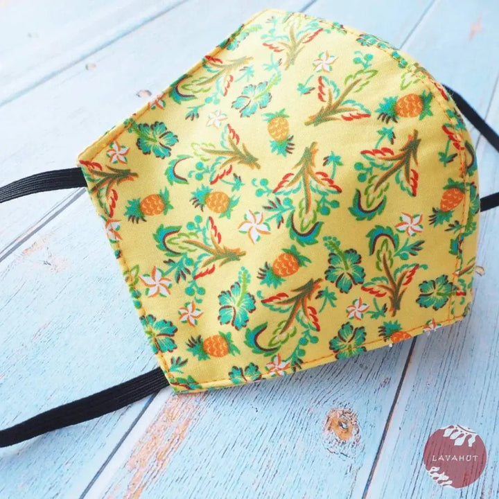 Hawaiian Face Mask • Yellow Waikiki - Made in Hawaii